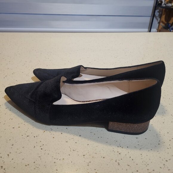 Black Velvet Loafers Ladies Size 8 Cole Haan Marlee Skimmer Flats - Picture 2 of 12